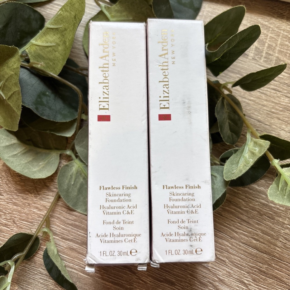 LOT OF 2 Elizabeth Arden Flawless Finish Skincaring Foundation 140 C 1.0 Fl Oz